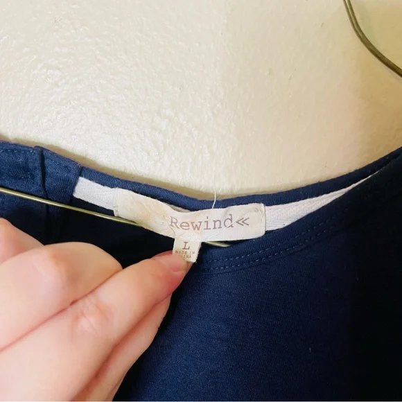 Navy Mixed Material Top - Picture 2 of 6